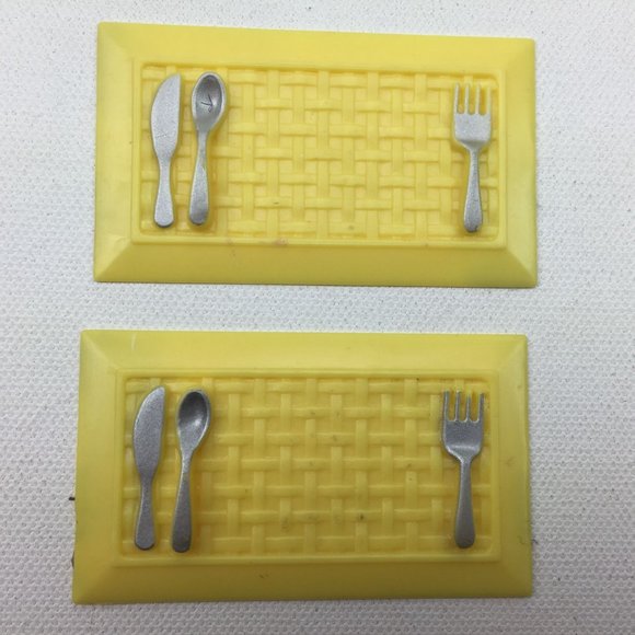 Fisher Price Table Dollhouse Furniture Dining Room Set Chairs Silverware Place S - Picture 8 of 16